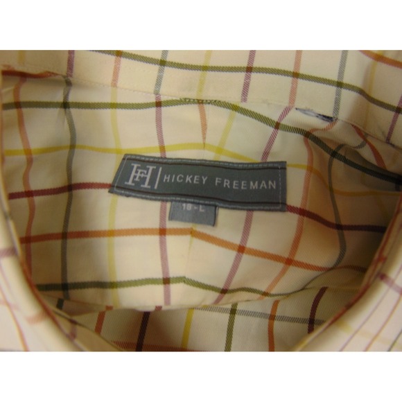 Hickey Freeman Shirt Mens Large Brown Red Blue Plaid Long Sleeve Casual - Picture 7 of 8